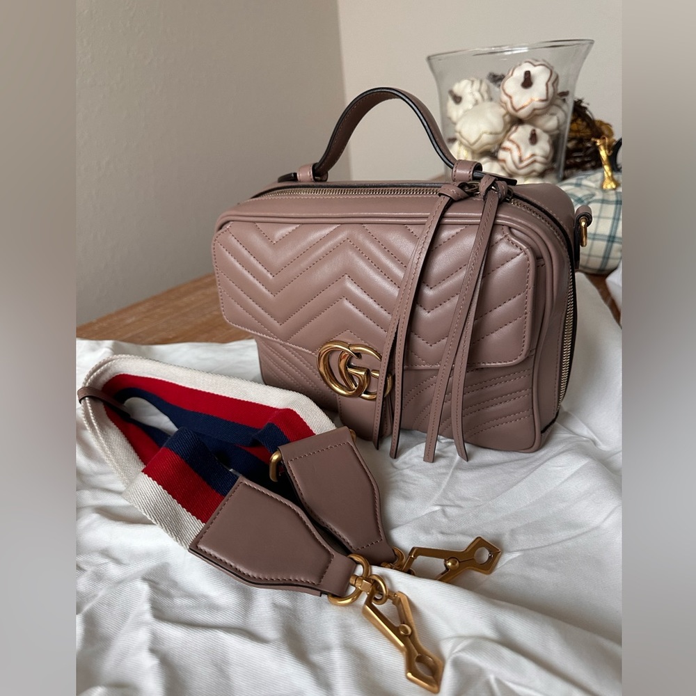 Gucci Marmont  Zip Around Top Handle Lady Web strap